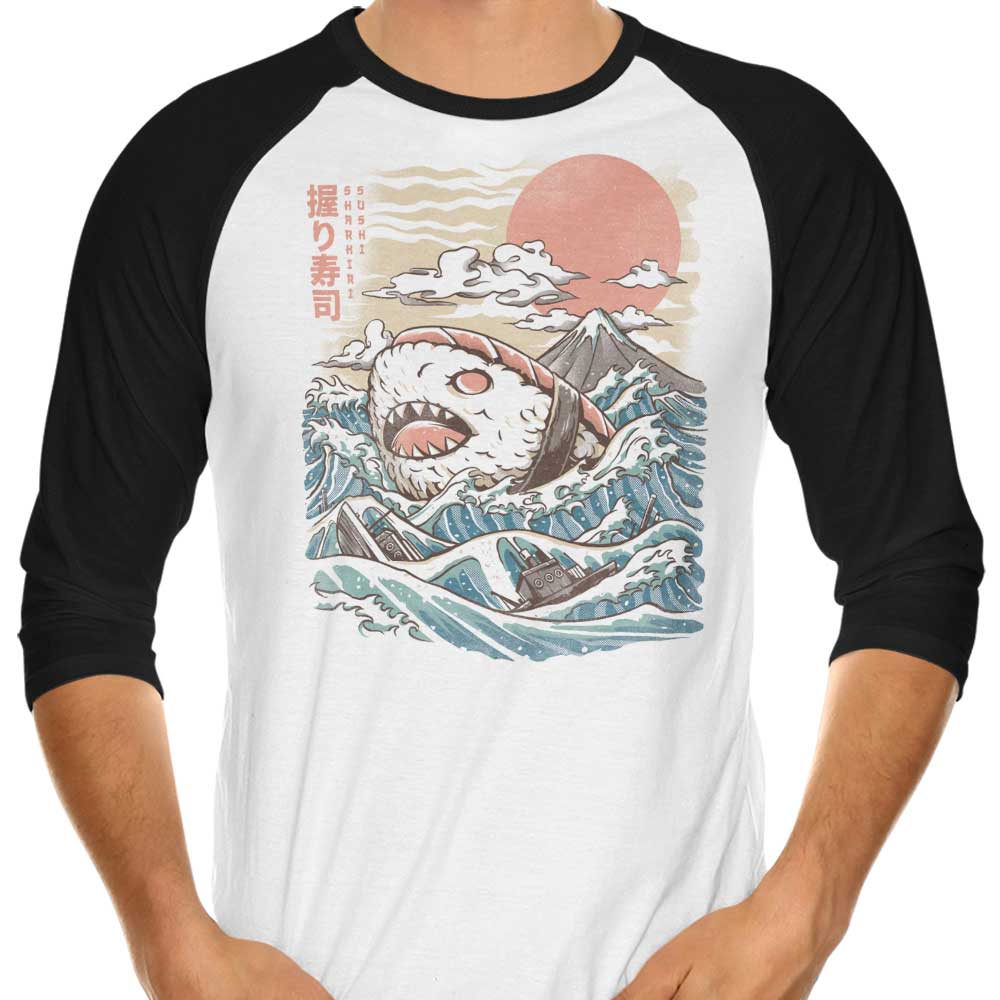 Ilustrata's Sharkiri Sushi 3/4 Sleeve Stylish Raglan T - Shirt