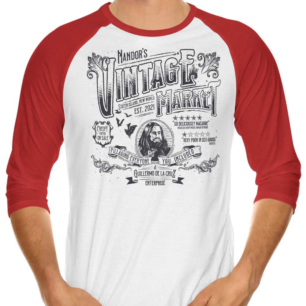 Nandor's Vintage Market Retro 3/4 Sleeve Raglan Style T-Shirt for Fashion Lovers