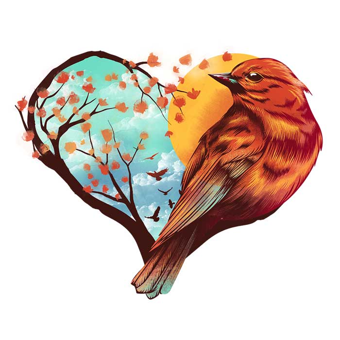 Stylish Love Bird Men's Ringer Cotton T-Shirt for Fashionable Guys