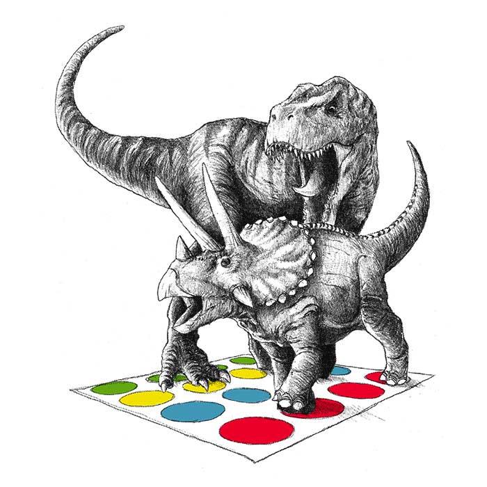 The Absolute Ultimate Dinosaur Battle-themed Men's Ringer T-Shirt