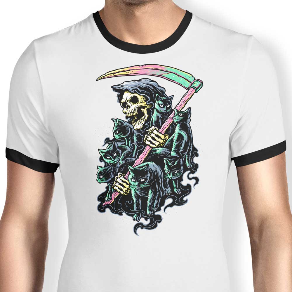 Glitchygorilla's 7 Deadly Cats Men's Ringer T-Shirt in S - 4XL Sizes