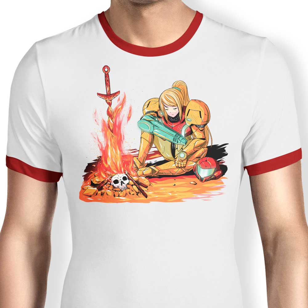 Dark Samus Men's Ringer Cotton T-Shirt in S - 4XL Sizes