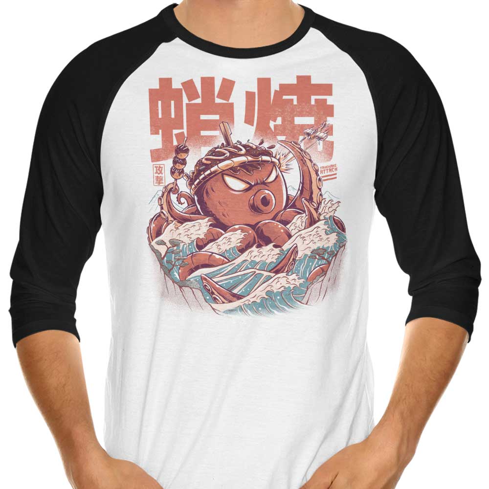 Ilustrata's Takoyaki Attack 3/4 Sleeve Raglan Stylish T-Shirt