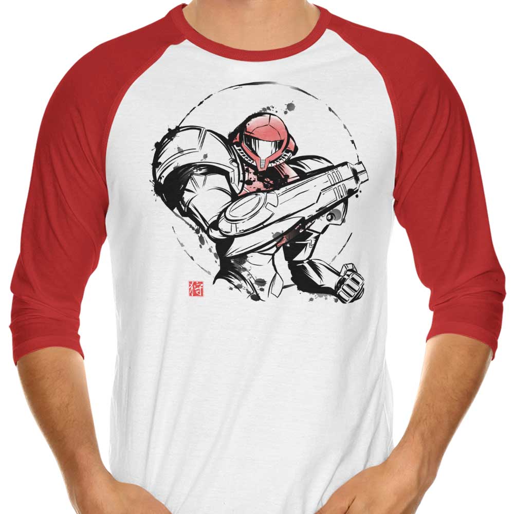 Ink Power Suit Three - Quarter Sleeve Raglan Style T - Shirt for Fashion Enthusiasts