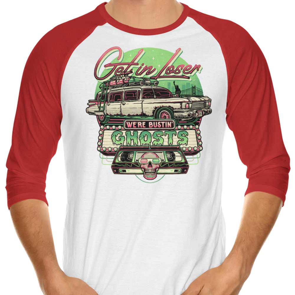 Momma Gorilla's 'We're Bustin' Ghosts' 3/4 Sleeve Raglan Casual T-Shirt