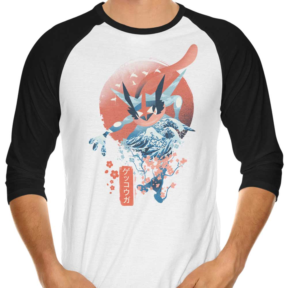 Ukiyo Water Themed Three - Quarter Sleeve Raglan Style T - Shirt