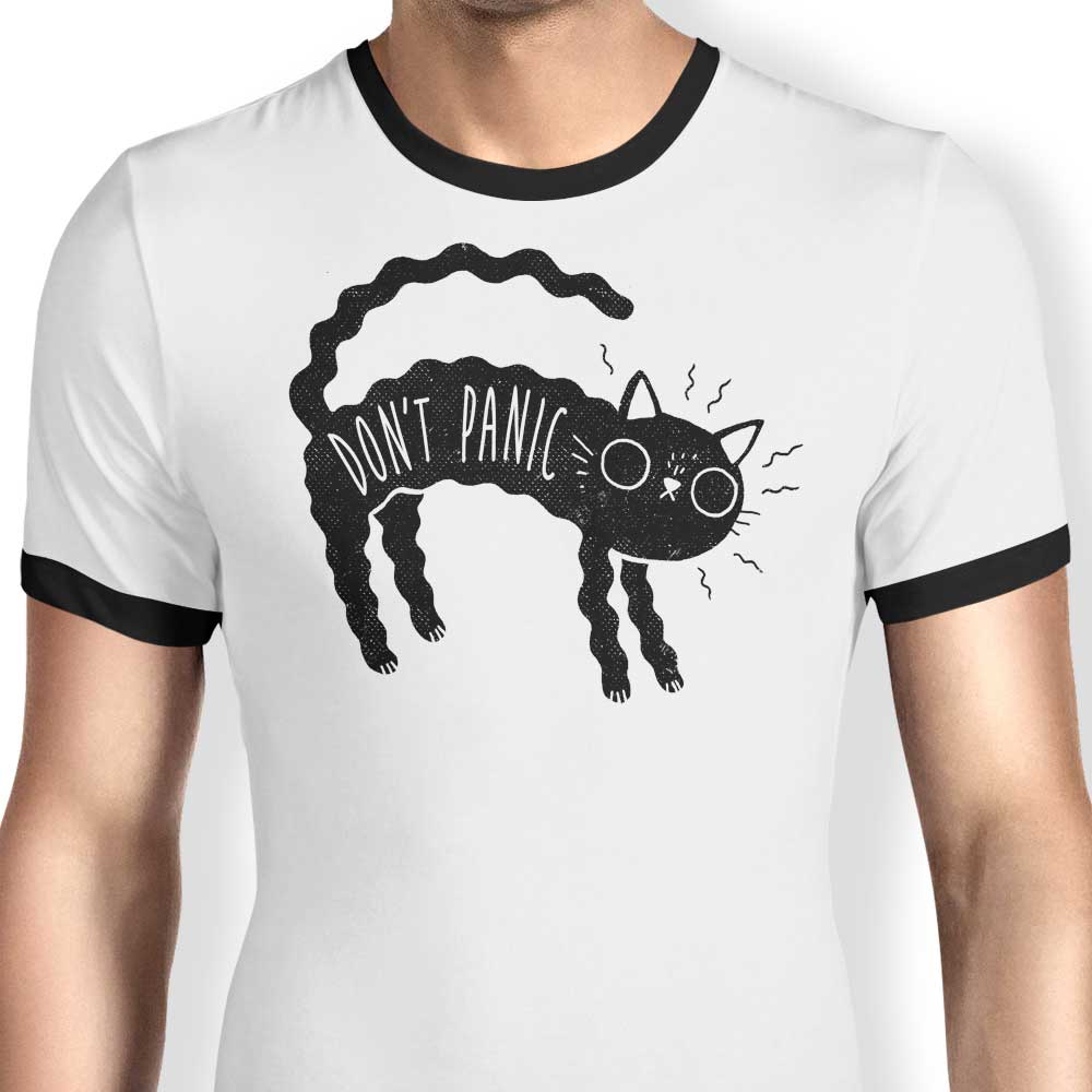 DinoMike Men's 'Don't Panic' Ringer T-Shirt in S - 4XL Sizes