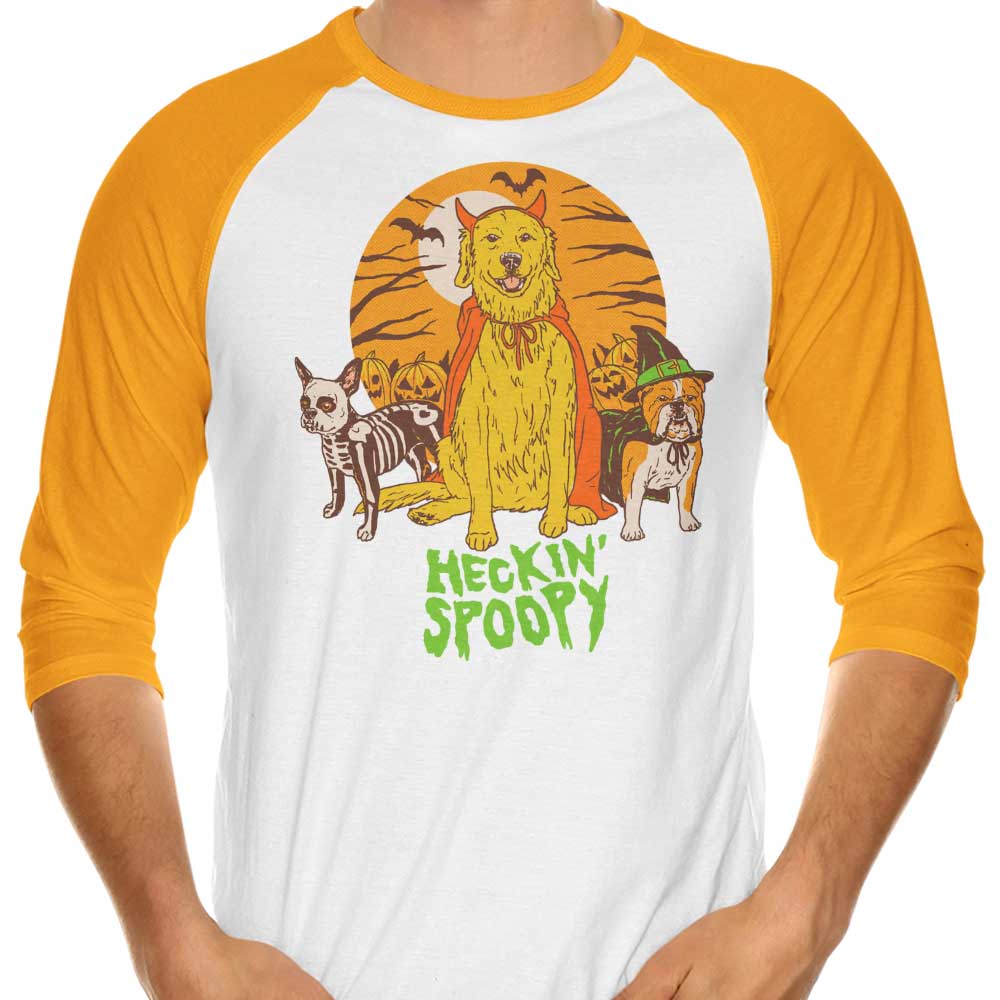 Heckin' Spooky 3/4 Sleeve Raglan Style T-Shirt for a Chilling Look