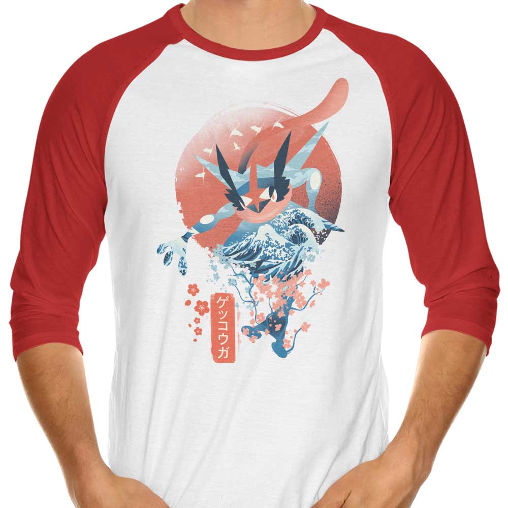 Ukiyo Water Themed Three - Quarter Sleeve Raglan Style T - Shirt