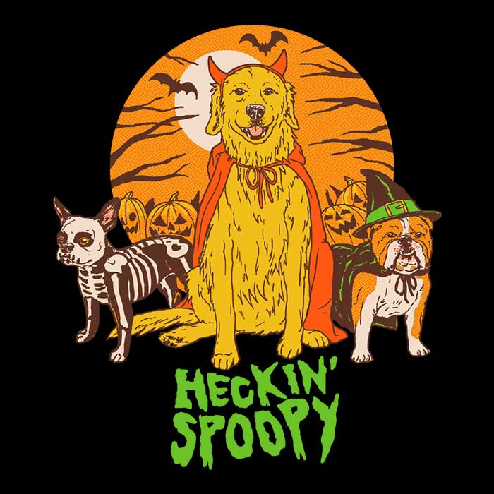 Heckin' Spooky 3/4 Sleeve Raglan Style T-Shirt for a Chilling Look