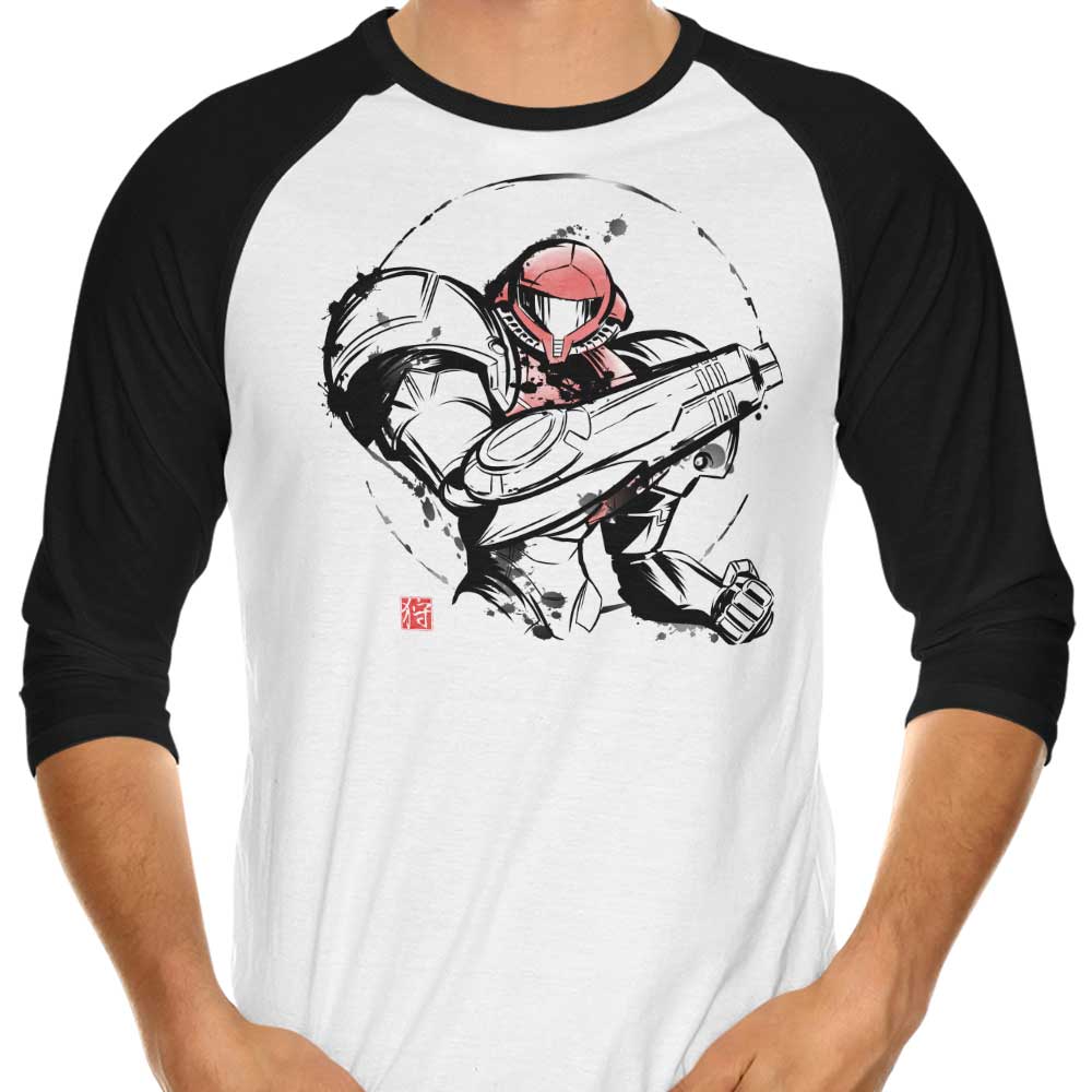 Ink Power Suit Three - Quarter Sleeve Raglan Style T - Shirt for Fashion Enthusiasts