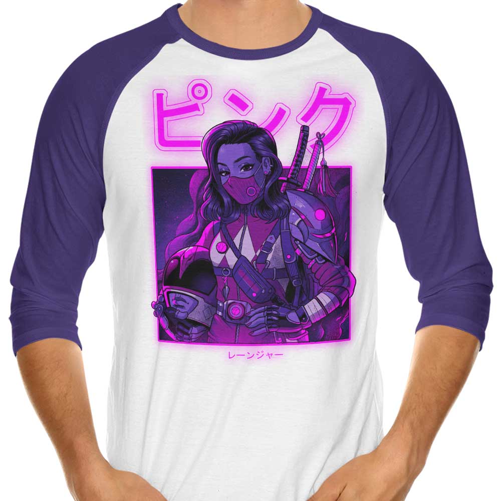 Pink Neon Colored Three - Quarter Sleeve Raglan Style T - Shirt for Fashion Lovers