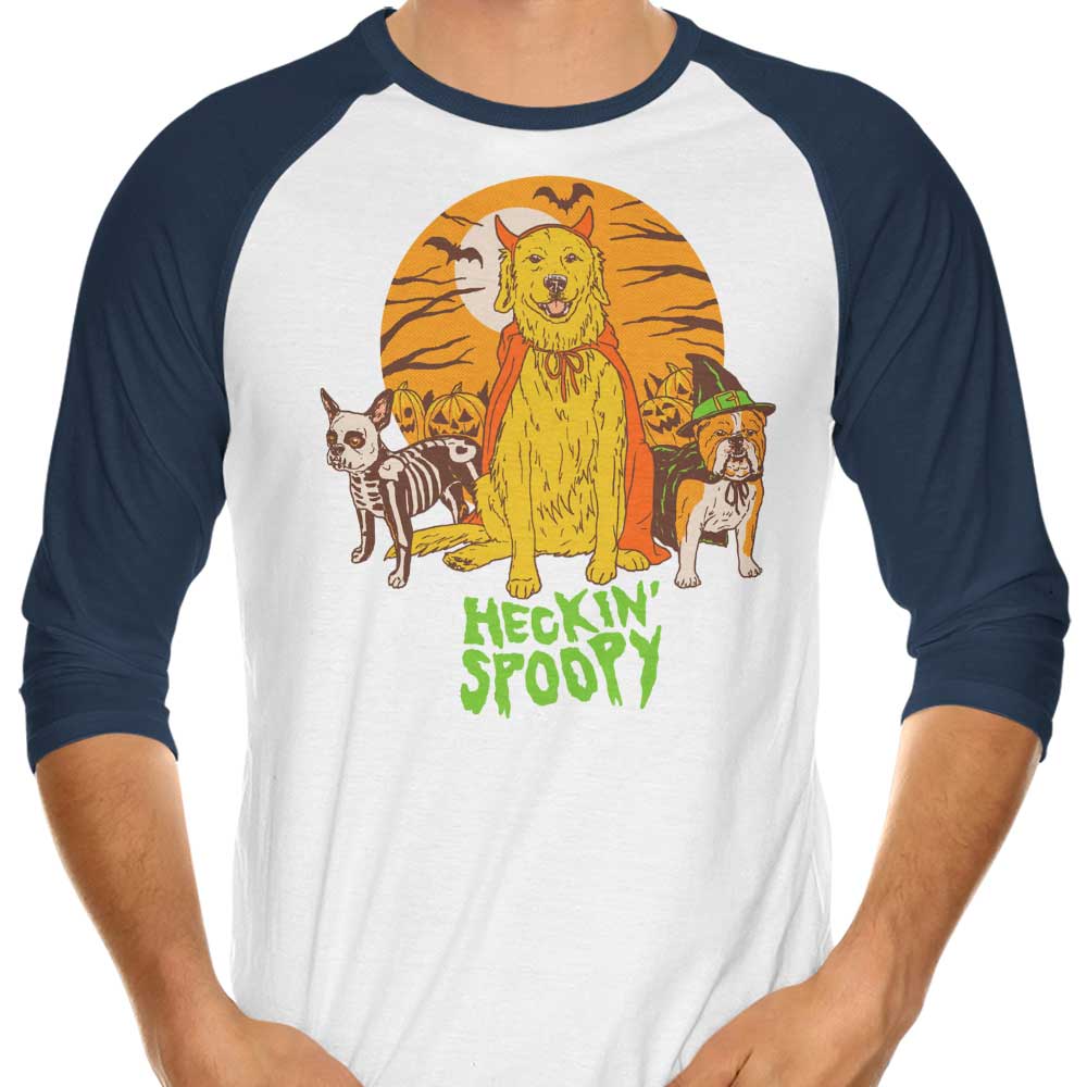 Heckin' Spooky 3/4 Sleeve Raglan Style T-Shirt for a Chilling Look