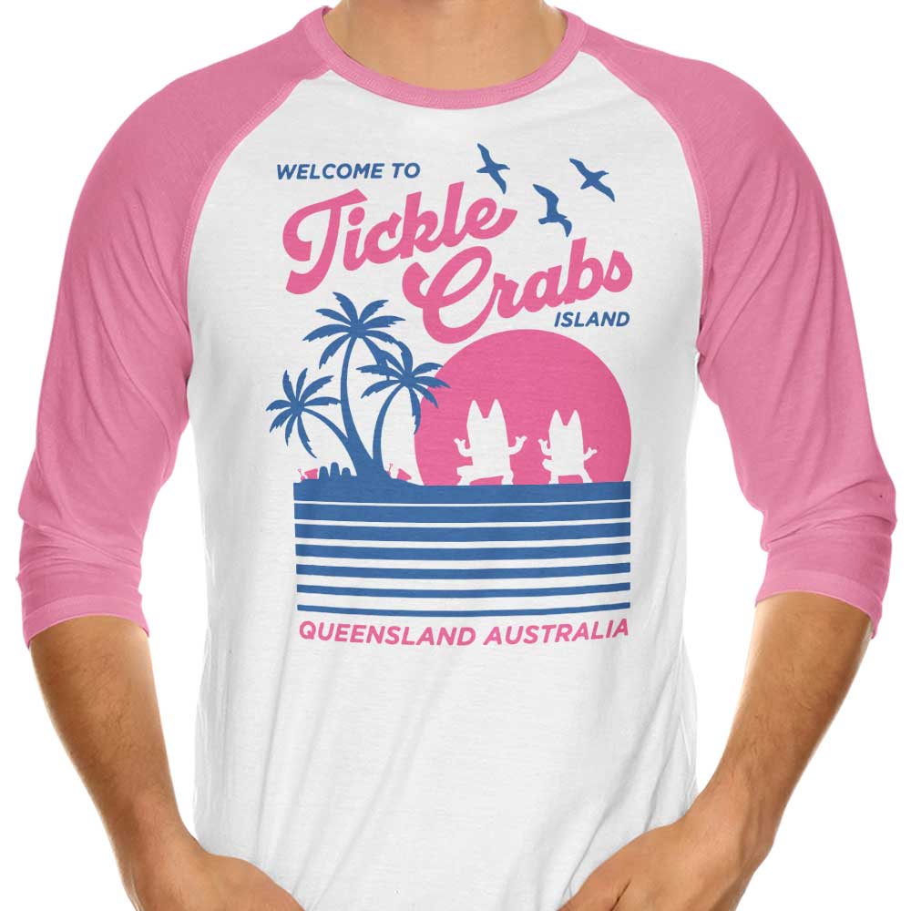 CaptainHarHar's 3/4 Sleeve Raglan T-Shirt: Welcome to Tickle Crabs Island
