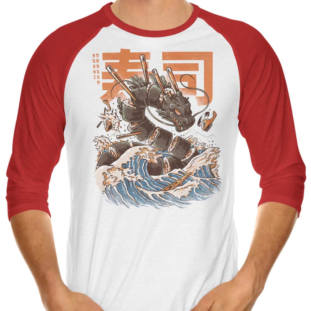 Fantastic Sushi Dragon 3/4 Sleeve Raglan Style T-Shirt