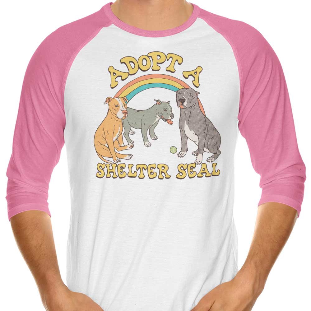 3/4 Sleeve Raglan T-Shirt - Adopt a Shelter Seal Design