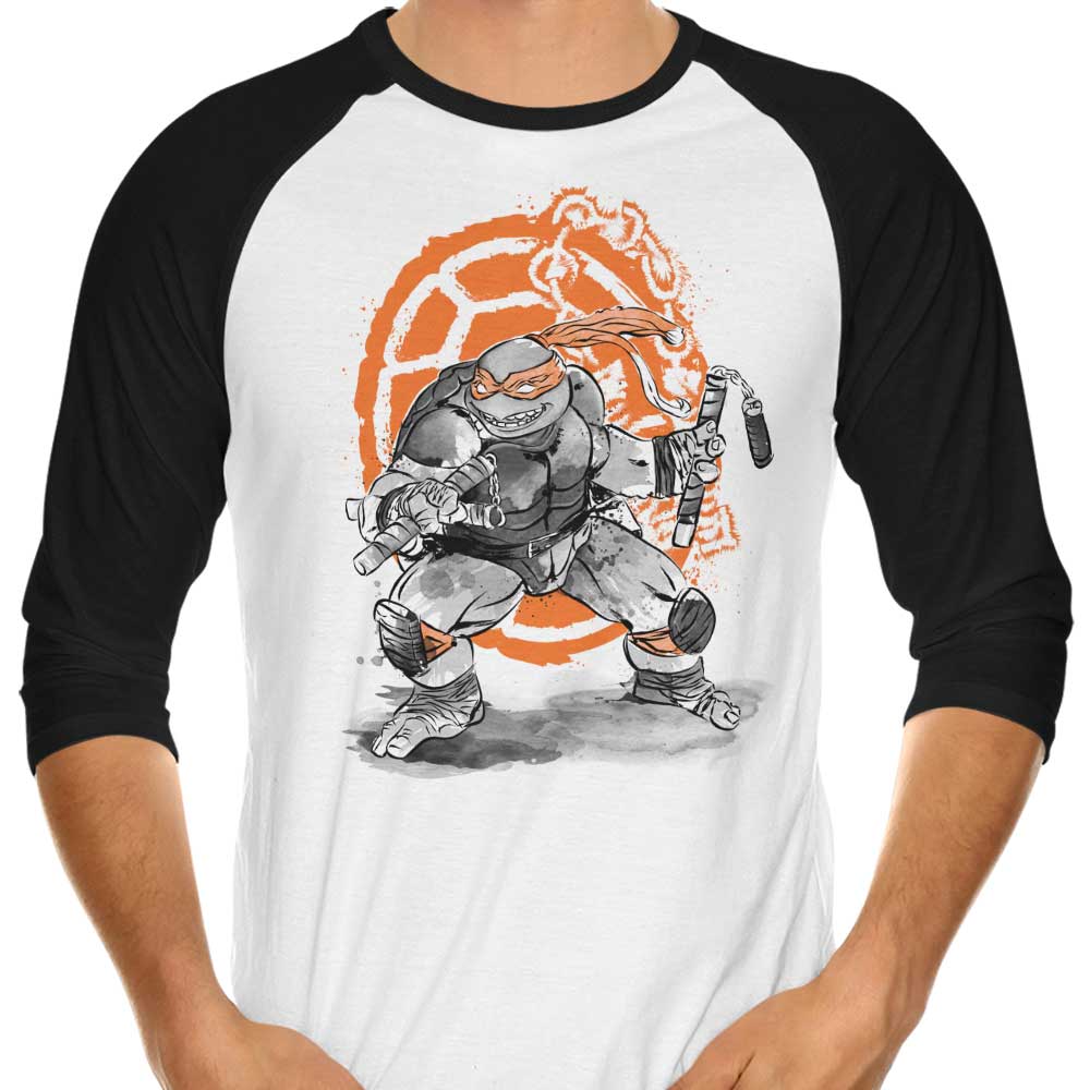 Dr. Monekers' Nunchaku Sumi-e 3/4 Sleeve Raglan Stylish T-Shirt