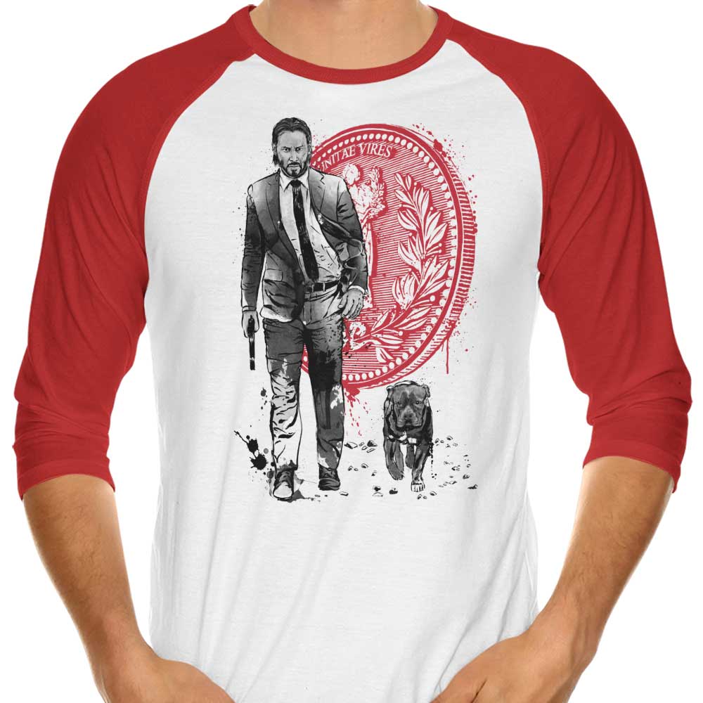 3/4 Sleeve Raglan T-Shirt Featuring 'Lone Hitman and Cub' Design