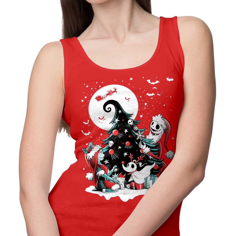 Alemaglia's Christmas Nightmare-themed Women's Tank Top for a Spooky Holiday Look