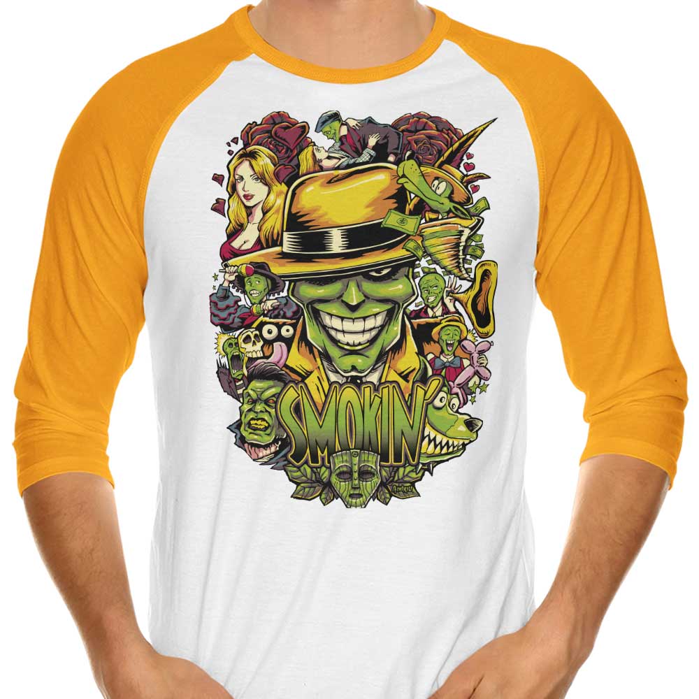 Smokin' Three - Quarter Sleeve Raglan Style T - Shirt for Fashion Lovers