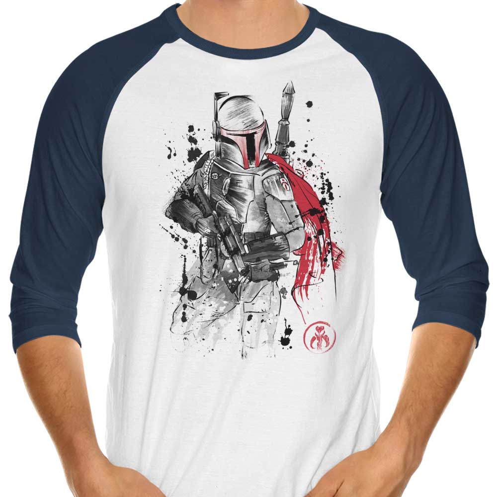 Dr. Monekers' Bounty Hunter Sumi-e 3/4 Sleeve Raglan Casual T-Shirt