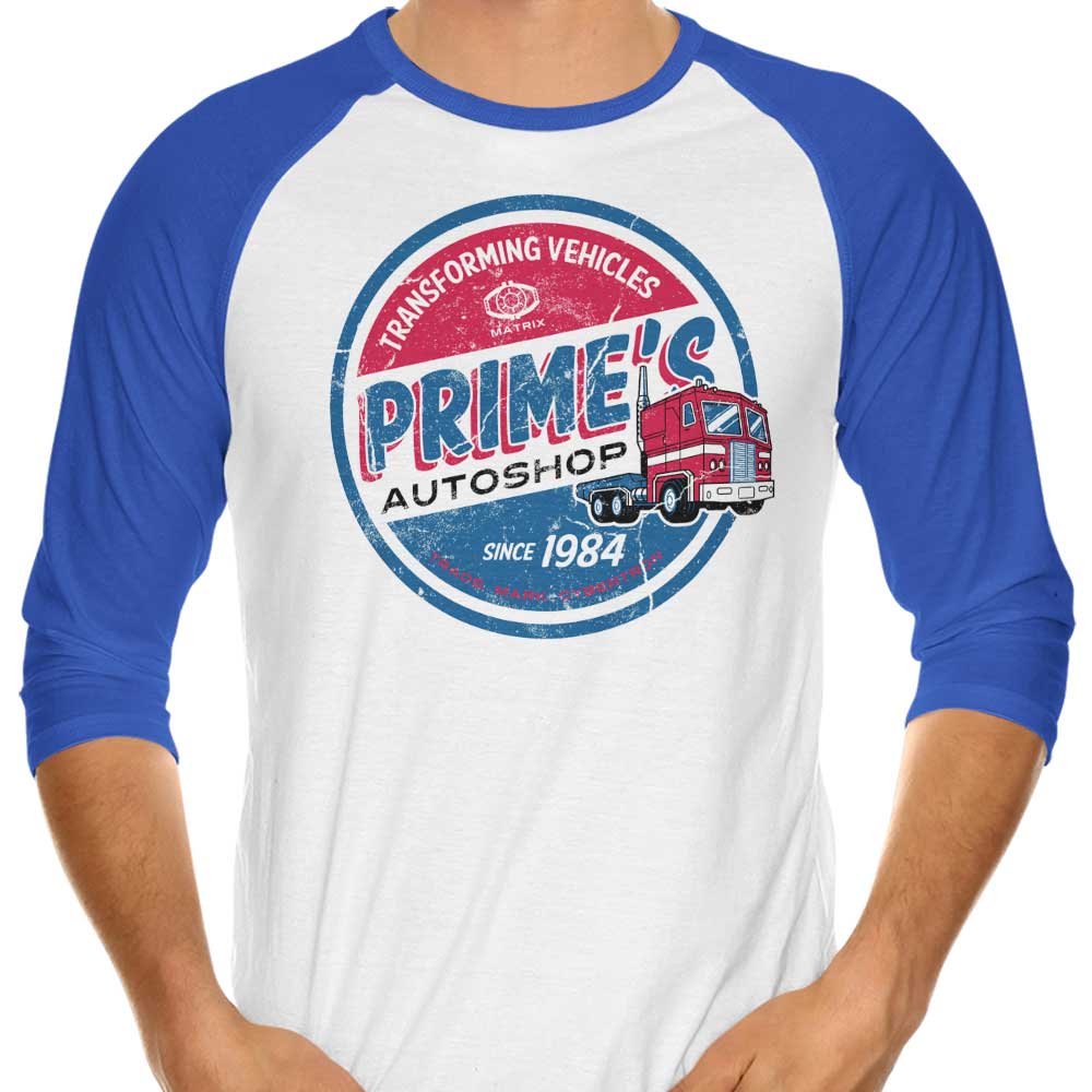 Prime's Auto Shop 3/4 Sleeve Raglan Stylish T-Shirt