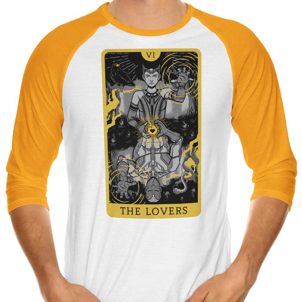 Tarot - The Lovers Design 3/4 Sleeve Raglan Style T-Shirt for Fashion Enthusiasts