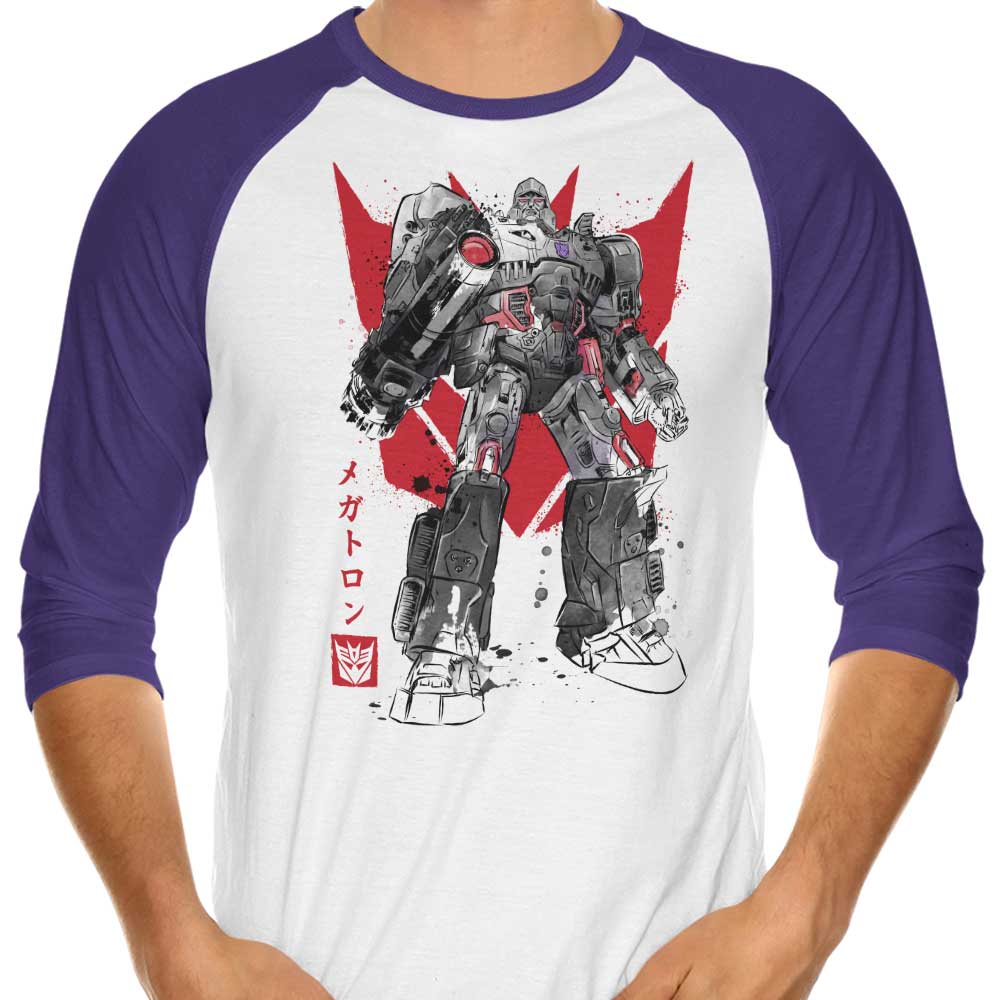 Destruction Sumi-e Style Three - Quarter Sleeve Raglan Casual T - Shirt