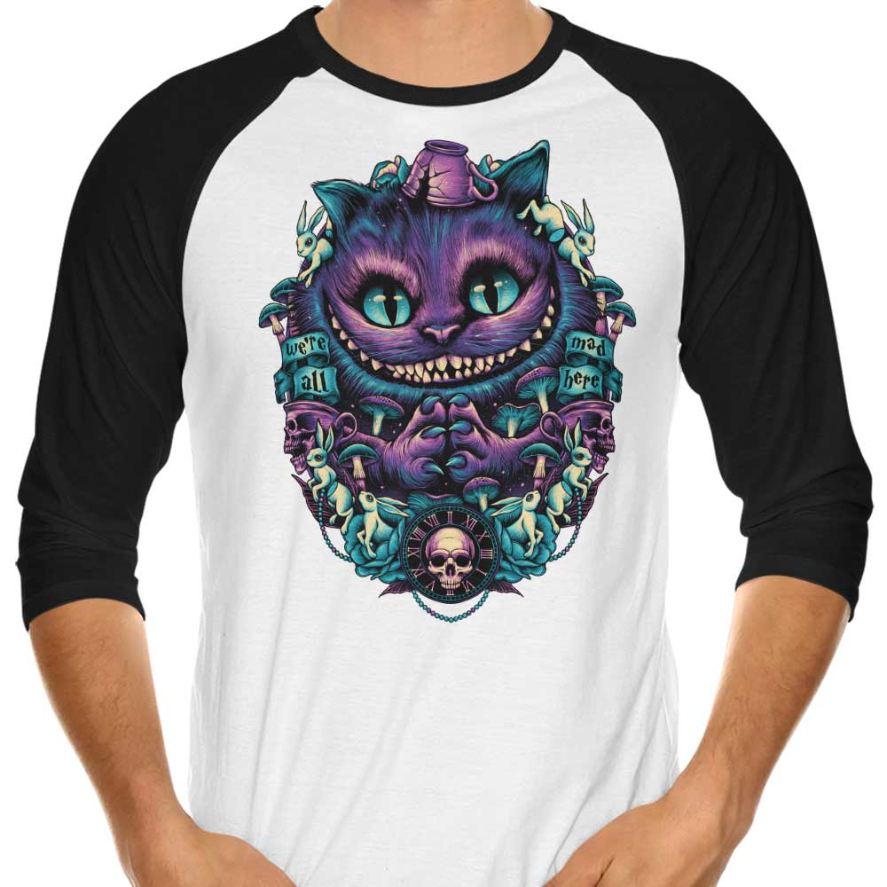 Glitchygorilla's Mischievous Cat 3/4 Sleeve Raglan T-Shirt