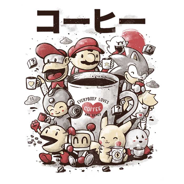 3/4 Sleeve Raglan T-Shirt for Games and Coffee Lovers