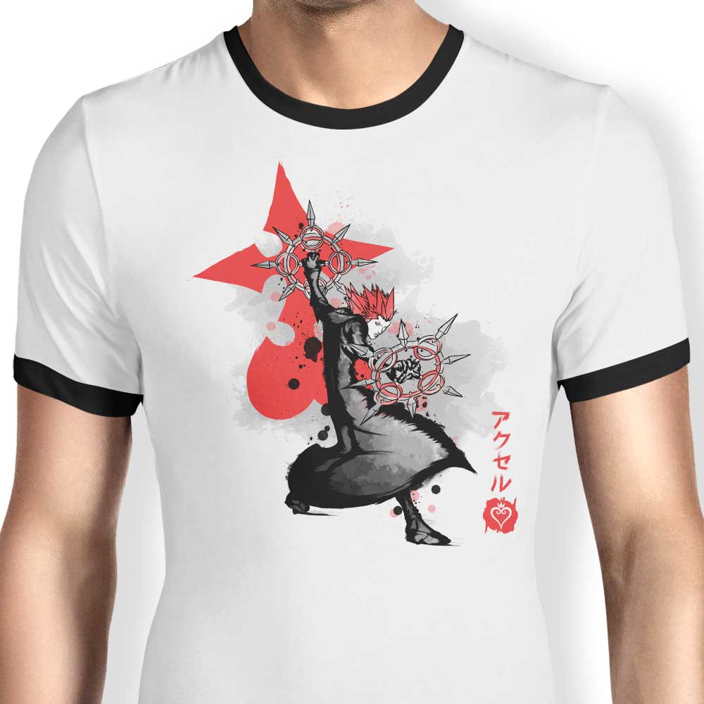 Soulkr's Dancing Flames Sumi-e Men's Fashionable Ringer T - Shirt