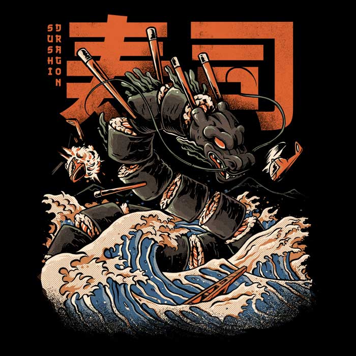 Unique Great Sushi Dragon Alt Men's T - Shirts Collection