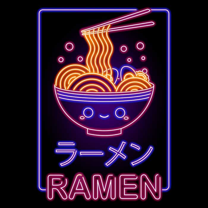 Neon Ramen Men's Fashionable Cotton Apparel - T-Shirts