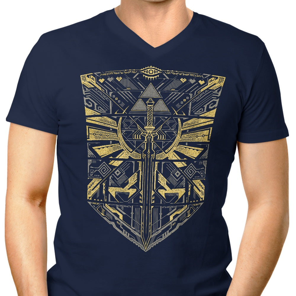Men's Stylish V-Neck Cyber Hero Gold T-Shirt