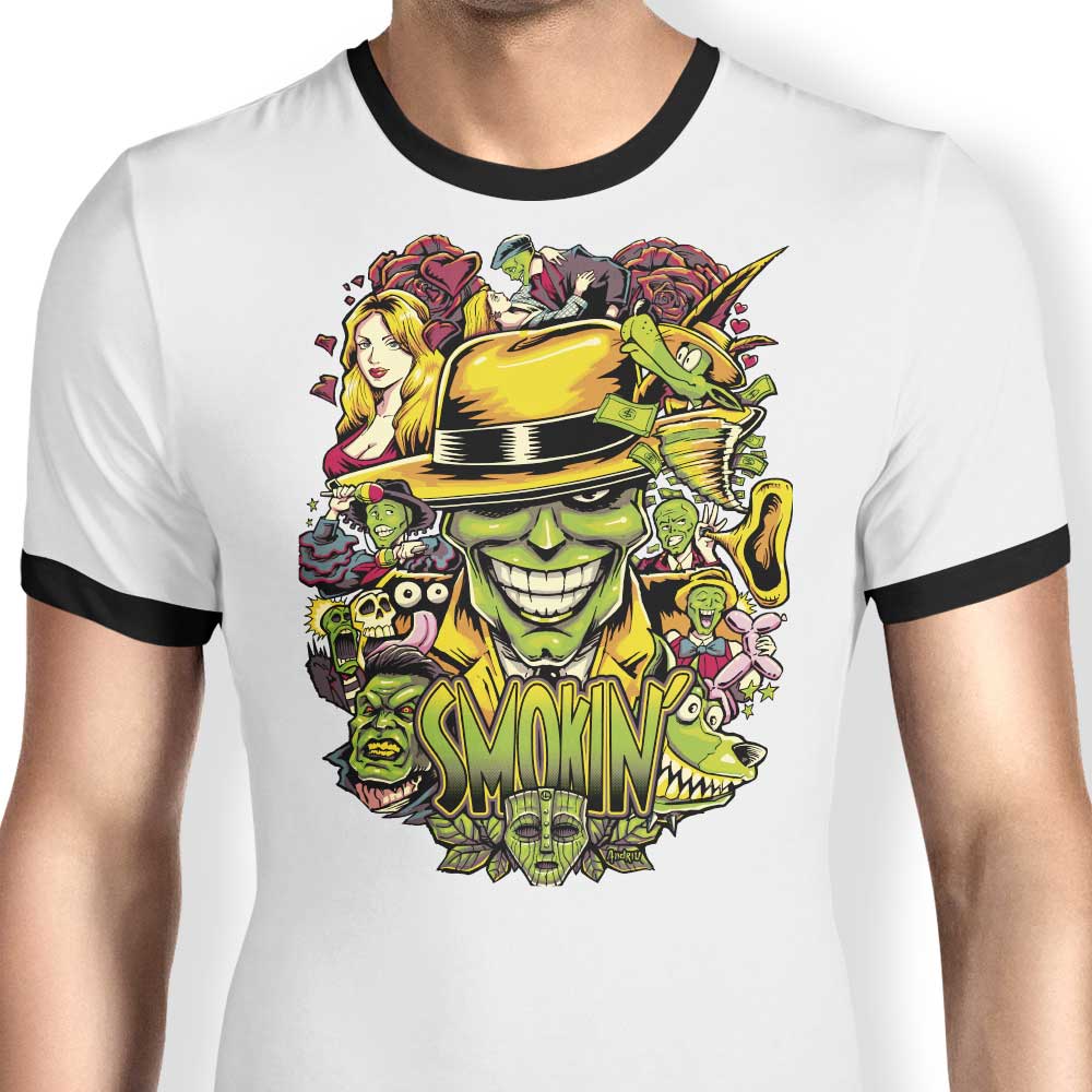 Cool Smokin' Men's Ringer Cotton T-Shirt in S - 4XL Sizes