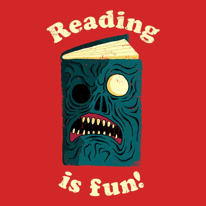 Men's Stylish V-Neck T-Shirt with 'Reading is Fun' Design