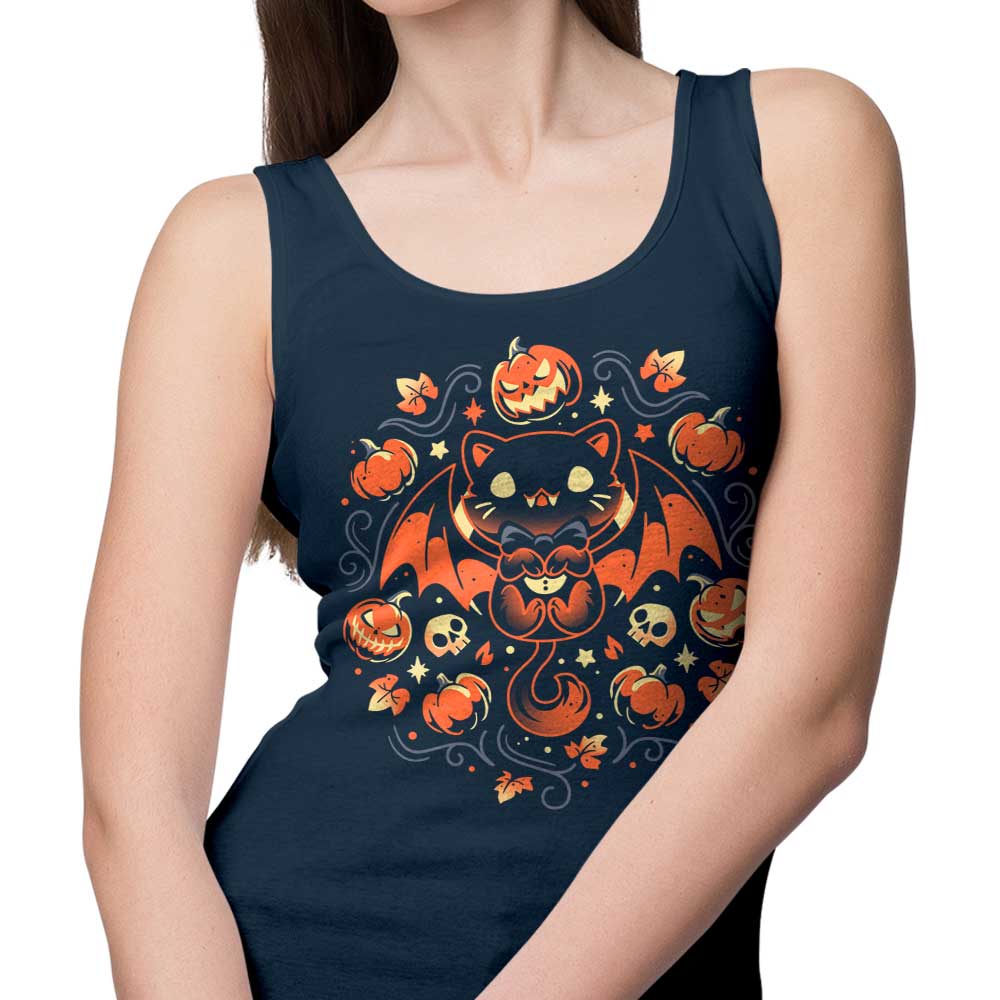 Midnight Vampire Cat Design Women's Tank Top for Fashionable Wear