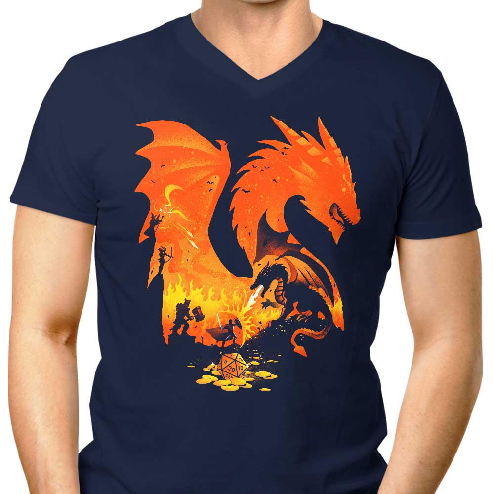 Alemaglia's Men's V-Neck with Fantasy Flames Design