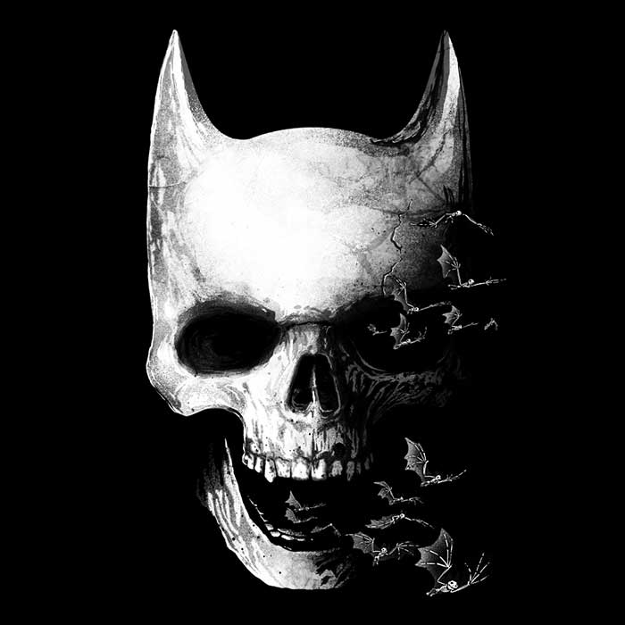 Alemaglia Men's Stylish V-Neck Bat Skull T-Shirt