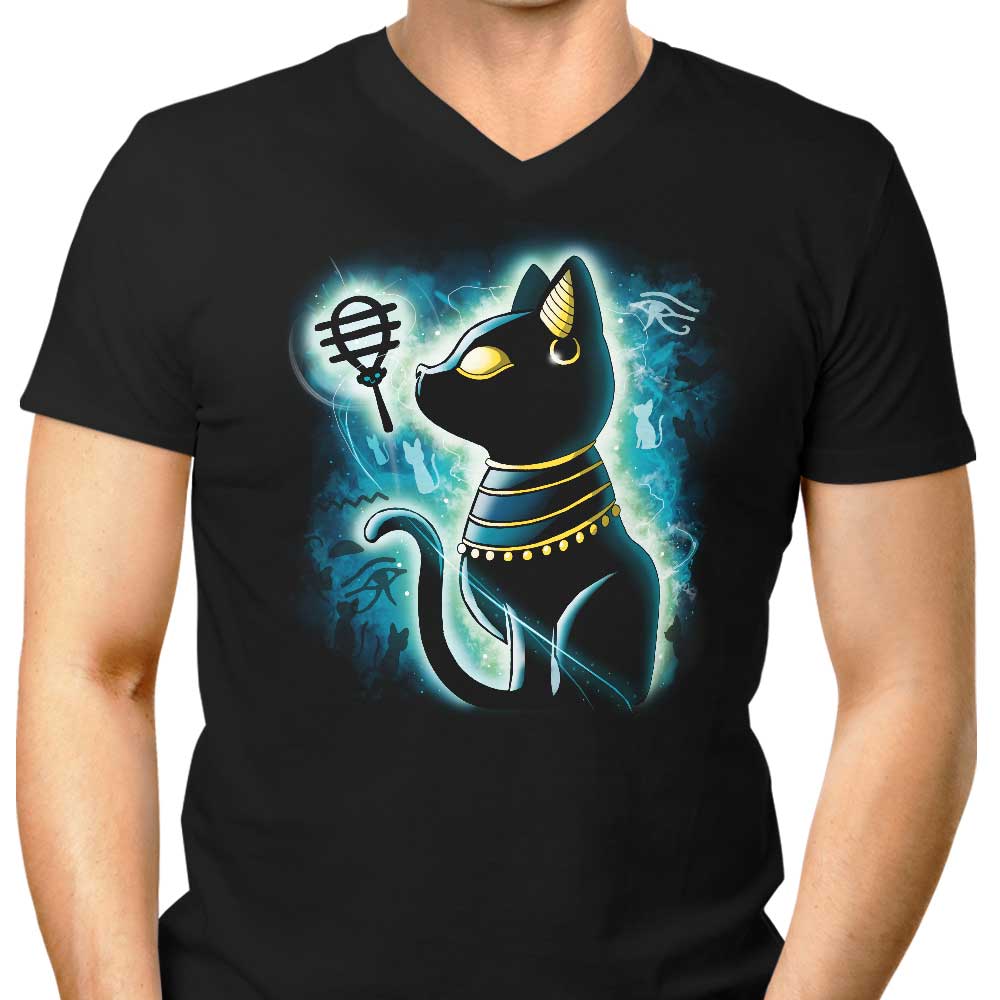 Men's Stylish V-Neck T-Shirt Named Bastet
