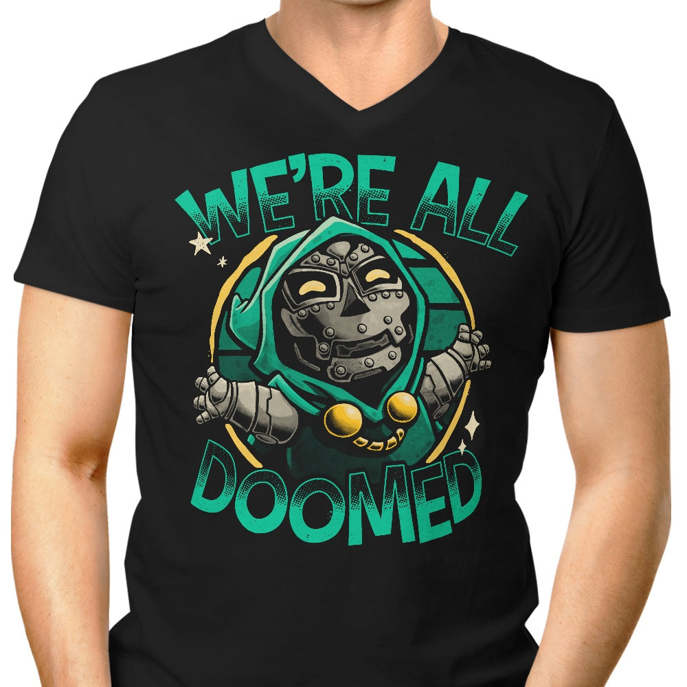 Men's V-Neck T-Shirt with the 'We're All Doomed' Slogan