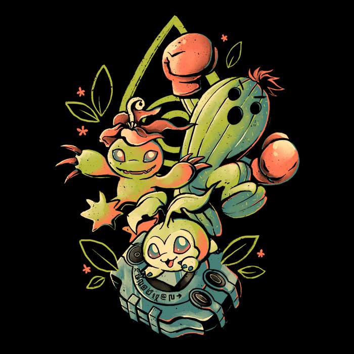Evolving Digital Cactus Design - Stylish Ringer T-Shirt