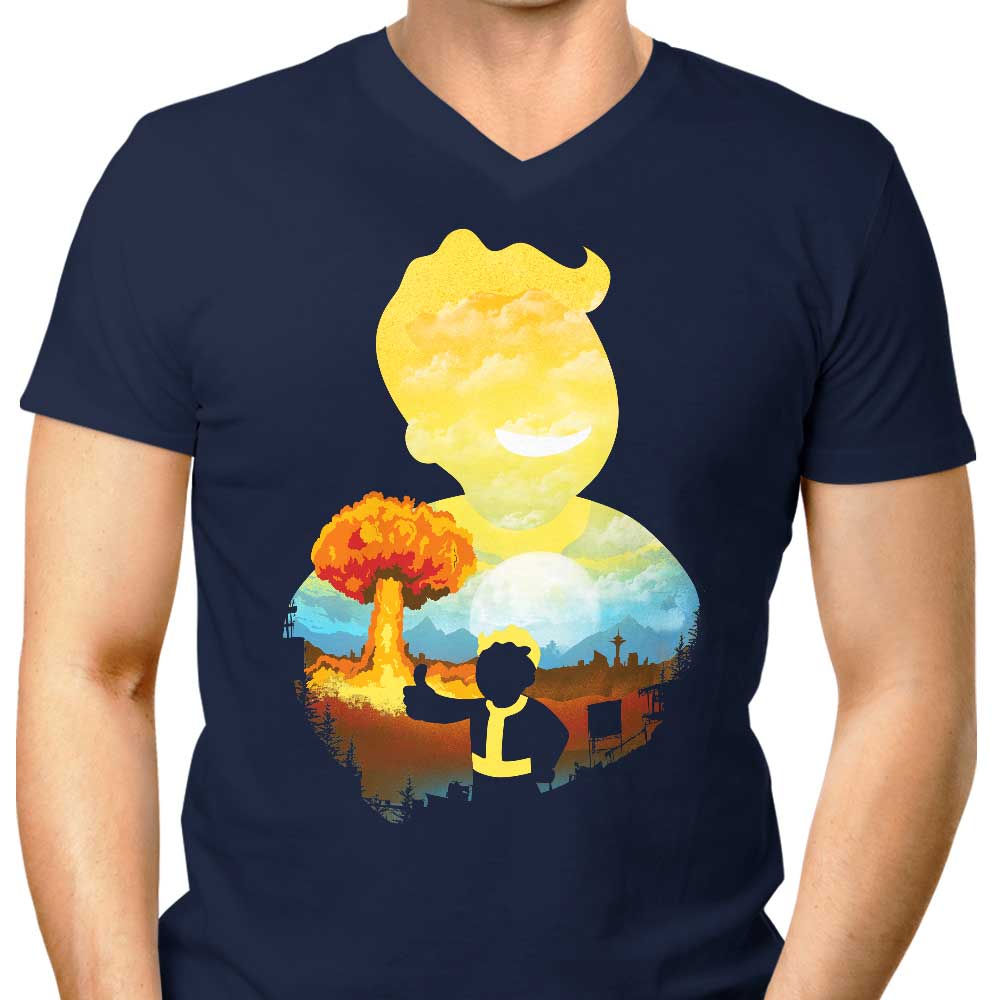 Men's Stylish V-Neck with Apocalypse Silhouette Design