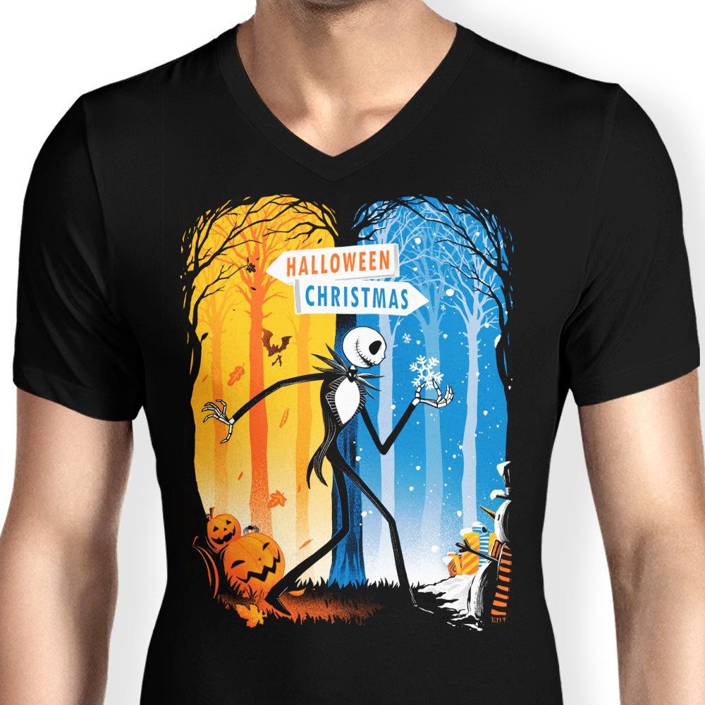 Alemaglia Men's Stylish V-Neck T-Shirt - Two Worlds Design