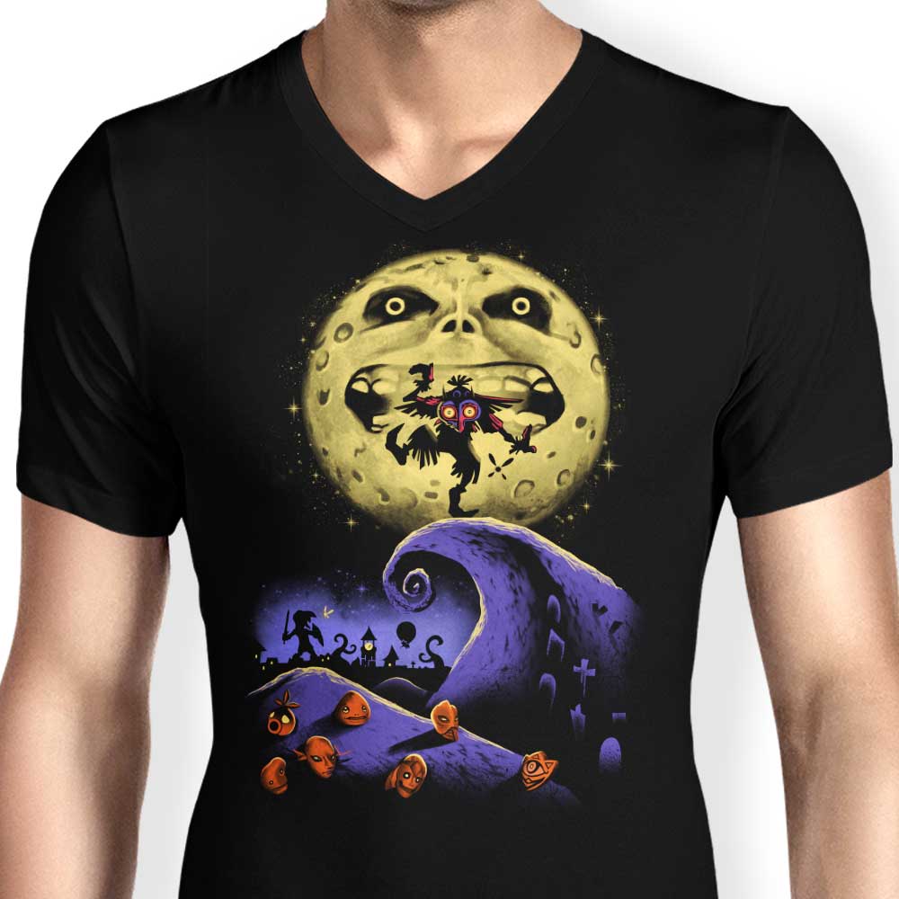 XENOS Men's Stylish V-Neck 'Nightmare Before Termina' T-Shirt
