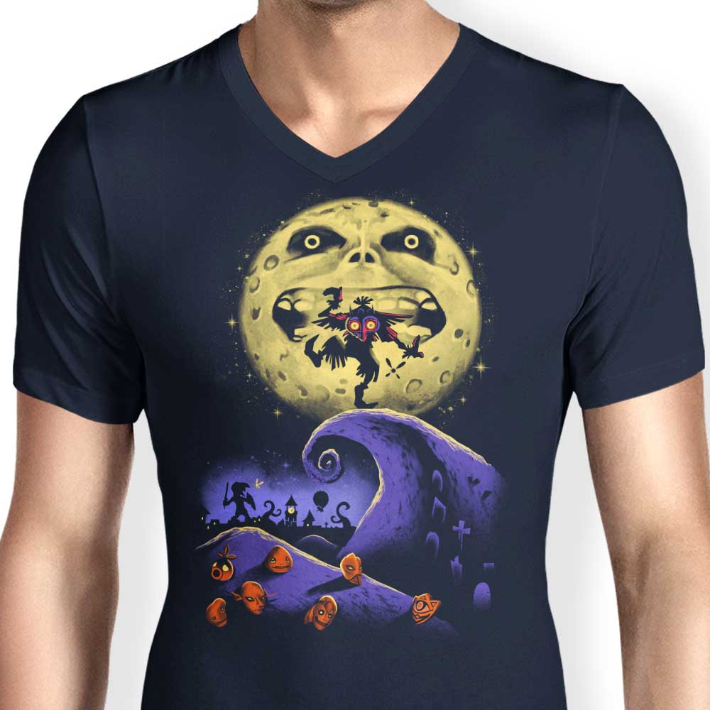 XENOS Men's Stylish V-Neck 'Nightmare Before Termina' T-Shirt