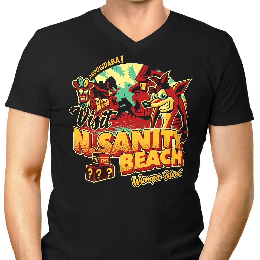 Men's V-Neck T-Shirt for Visiting N. Sanity Beach