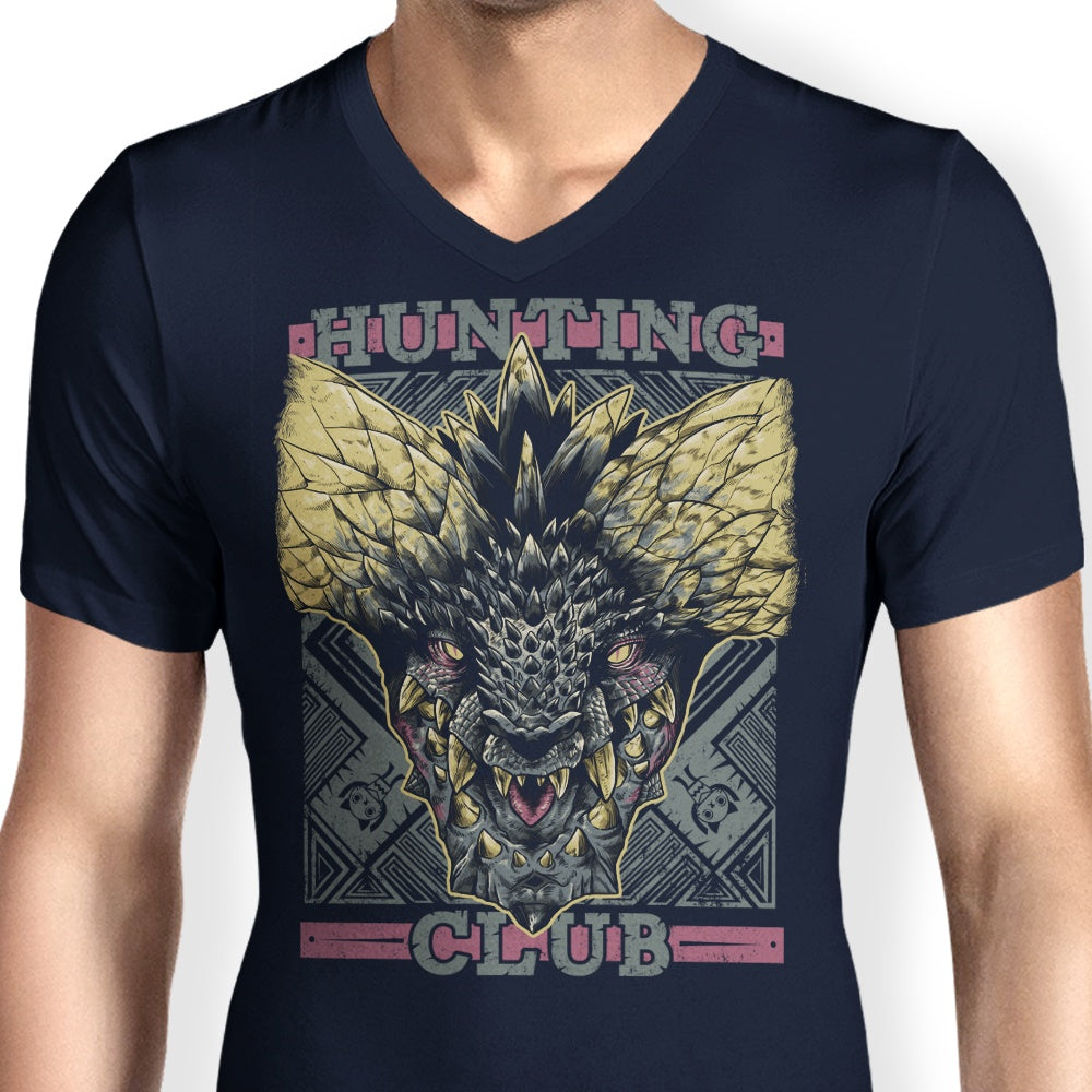 Men's Stylish V-Neck Hunting Club T-Shirt Inspired by Nergigante