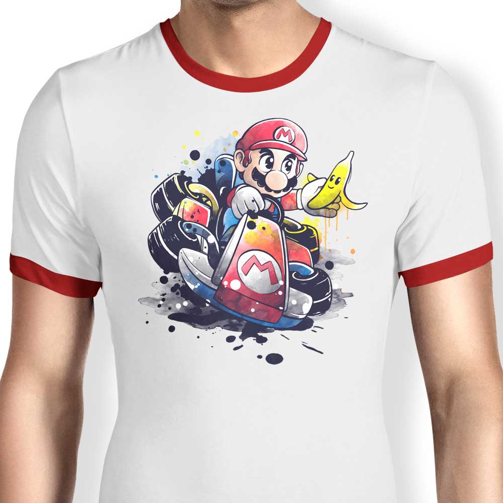 NemiMakeIt Go Kart Watercolor Design Men's Ringer Style T-Shirt