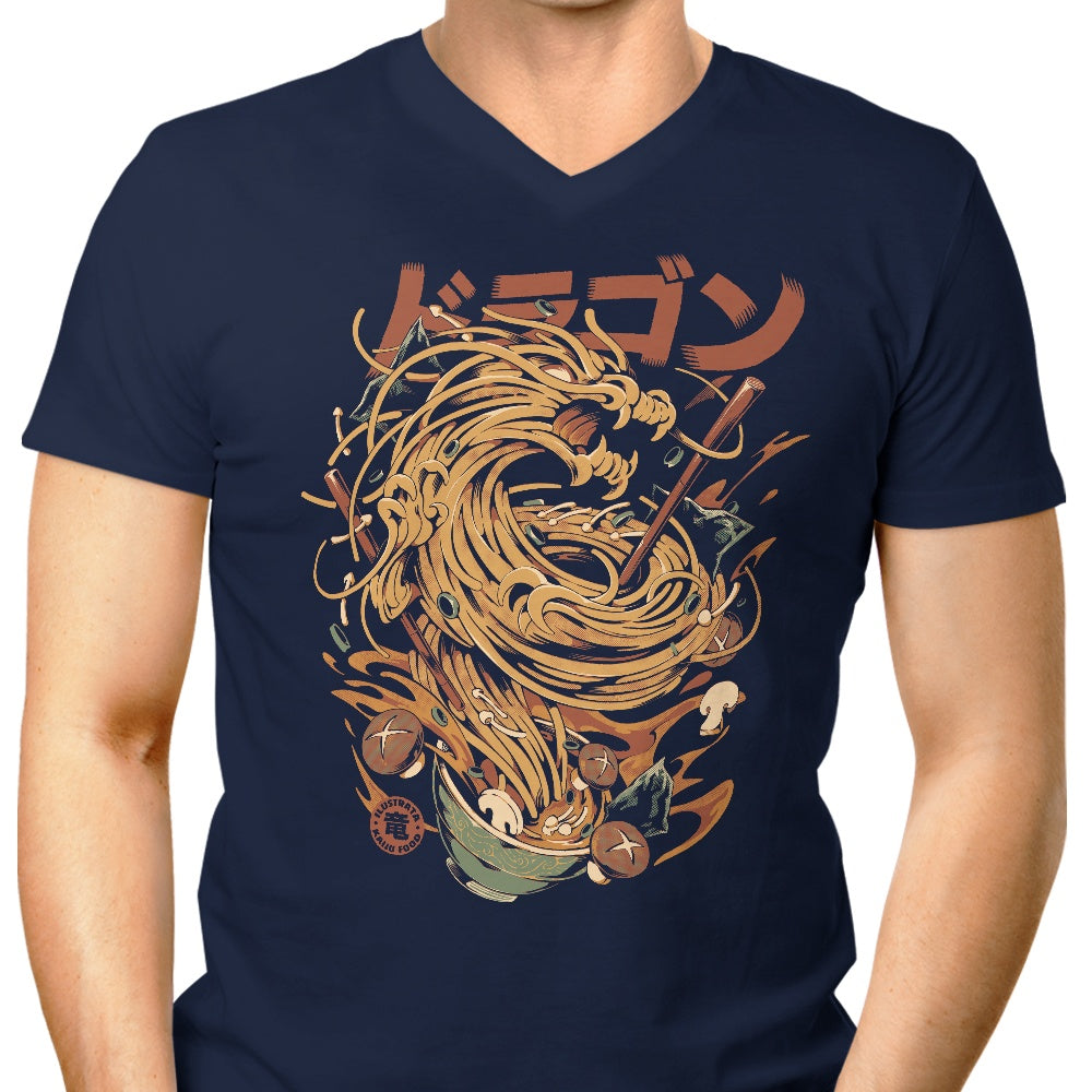 Ilustrata Men's Stylish V-Neck Noodle Dragon T-Shirt
